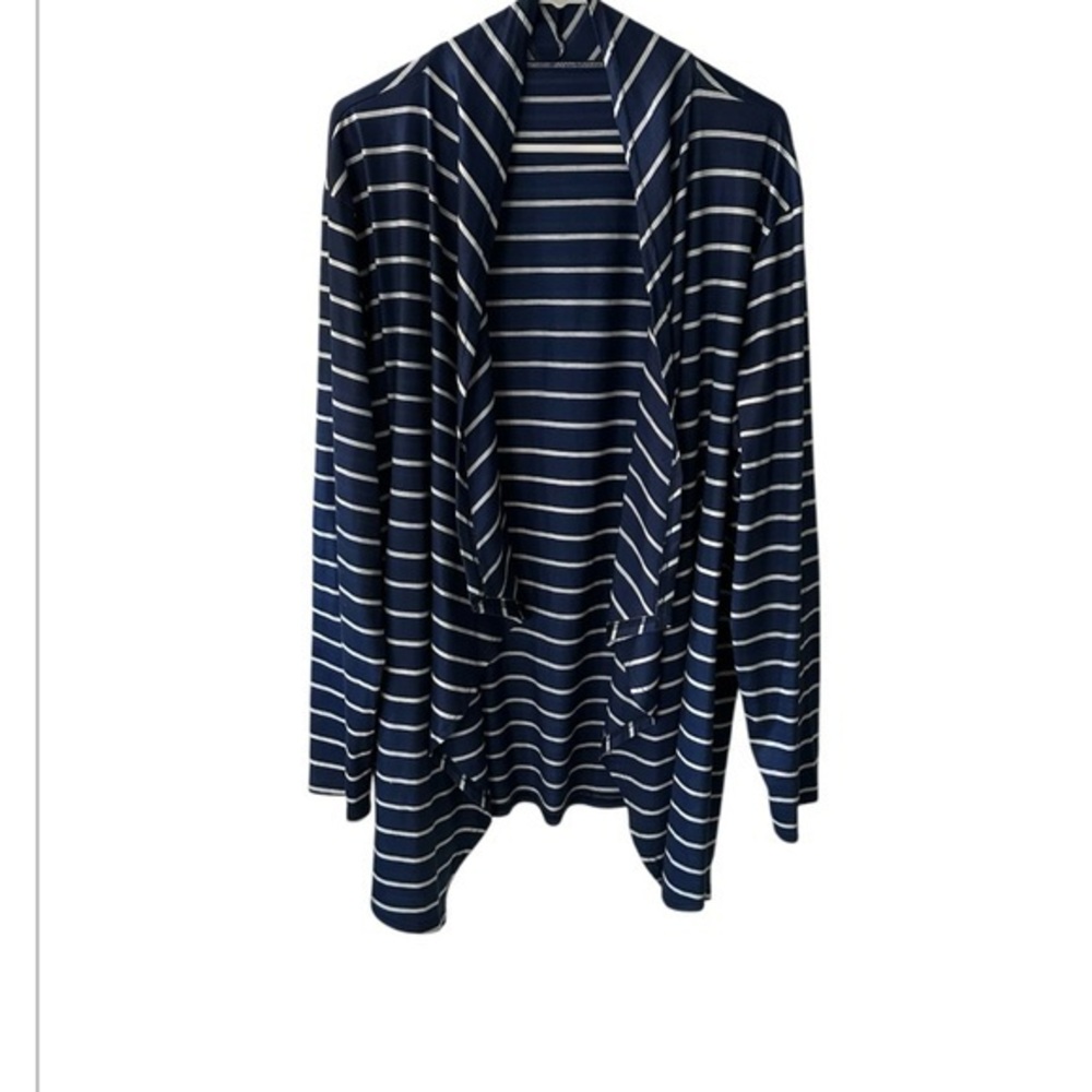 Navy Striped Women's Cardigan 3x EUC